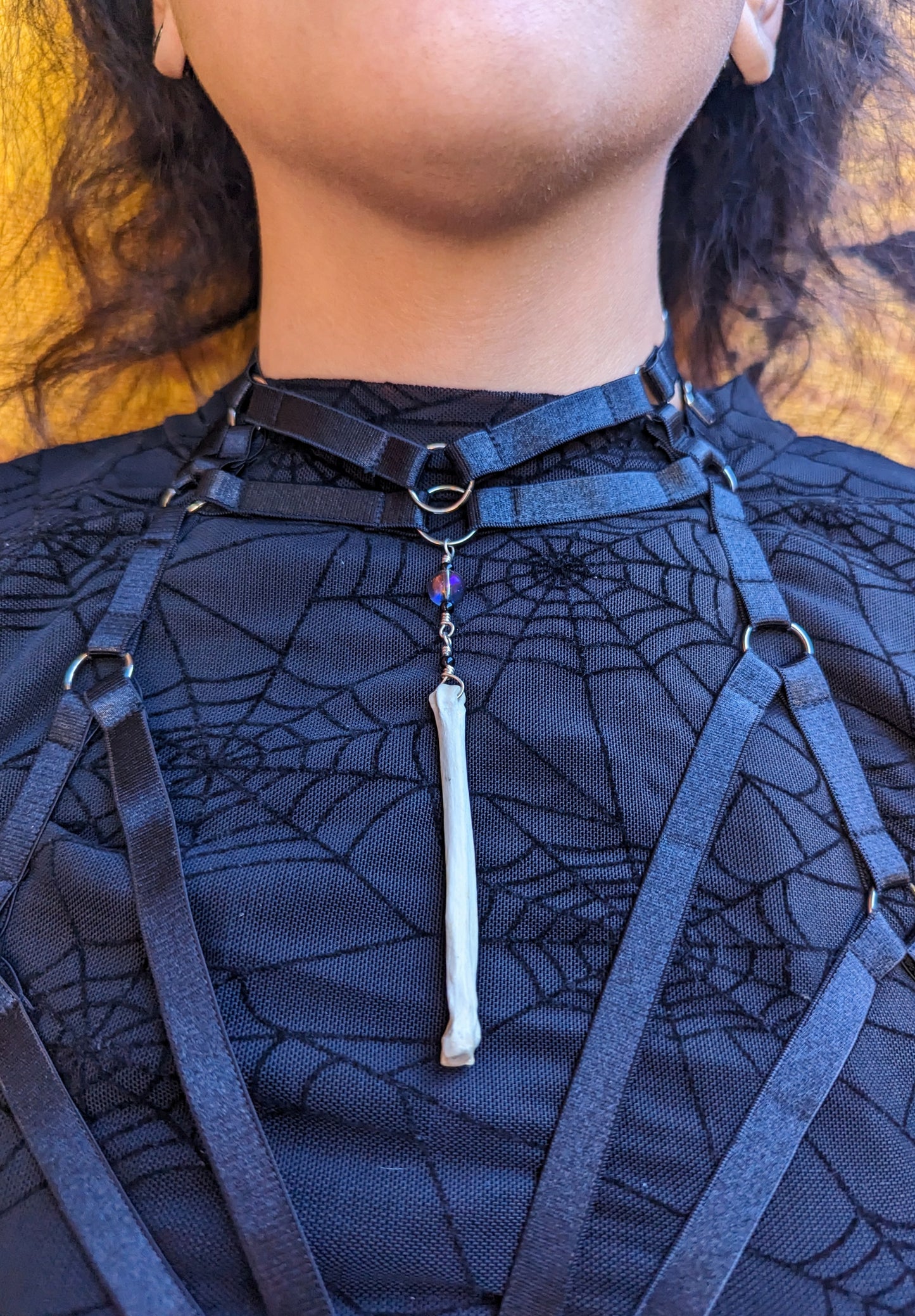 Coyote Bone, Onyx, and Glass Beads Bra Harness