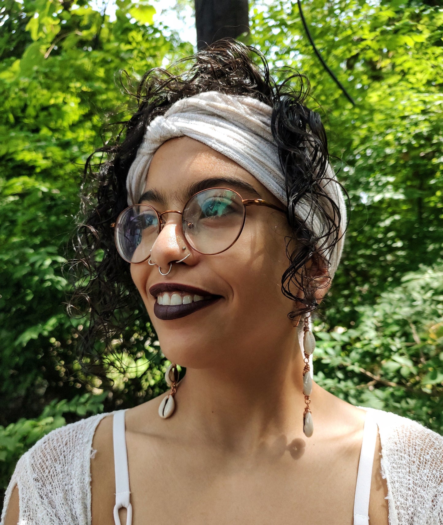 3-Tier Copper Cowrie Shell Earrings