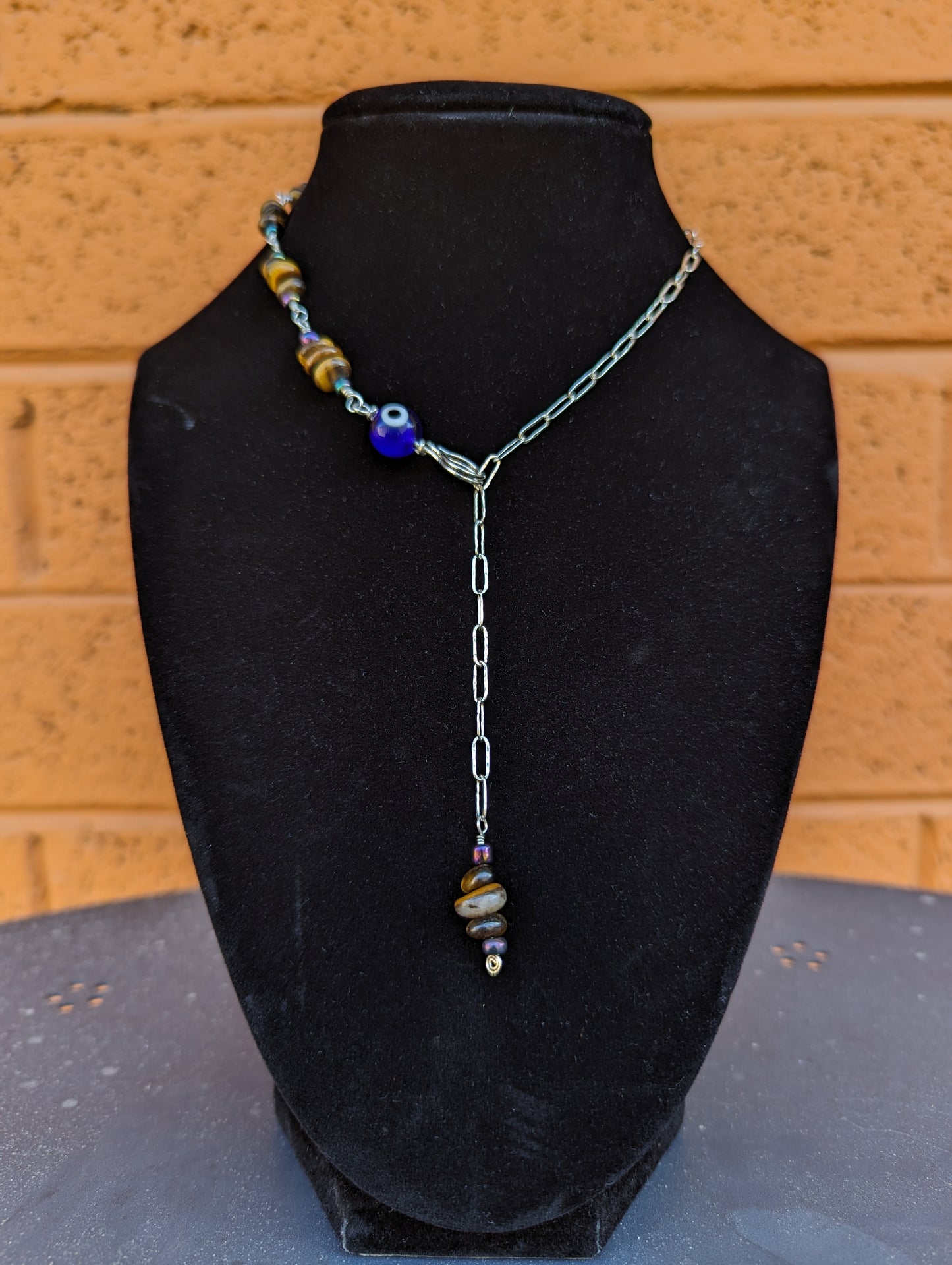 Tiger's Evil Eye Silver Necklace