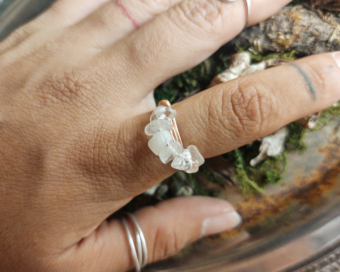 Copper Rose Quartz Rings