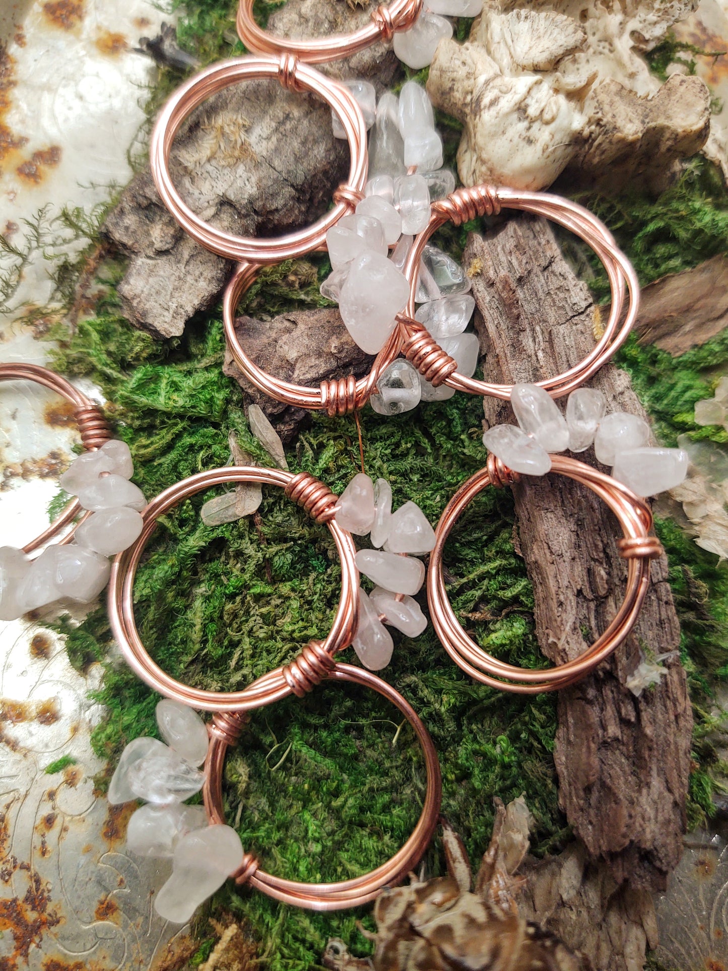 Copper Rose Quartz Rings