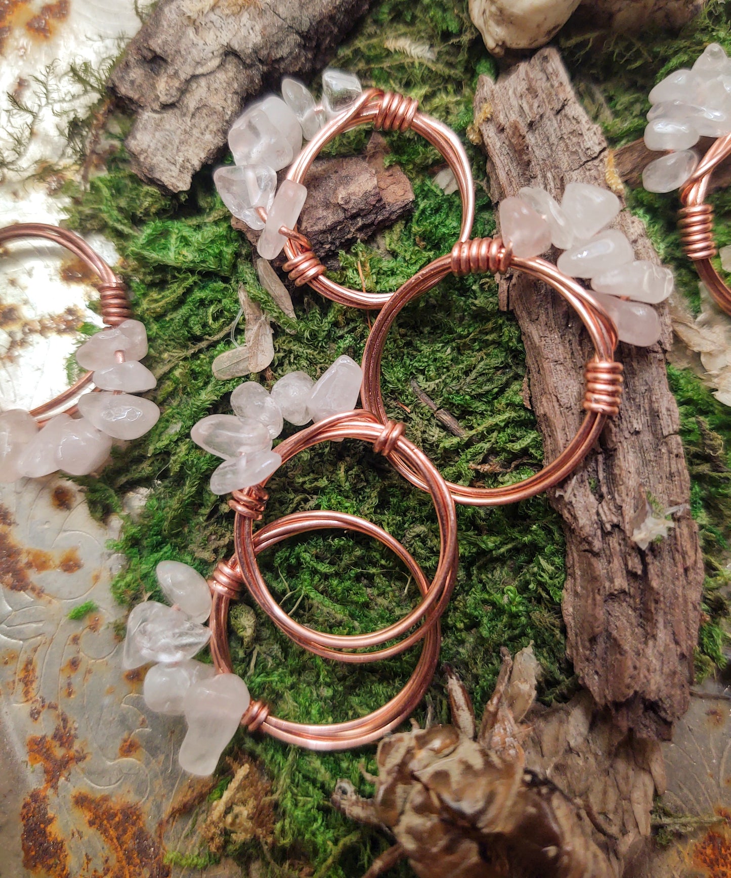 Copper Rose Quartz Rings