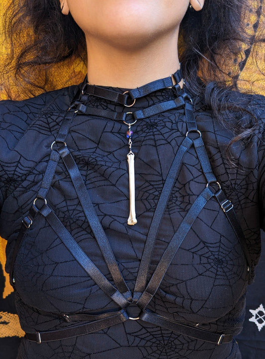 Coyote Bone, Onyx, and Glass Beads Bra Harness