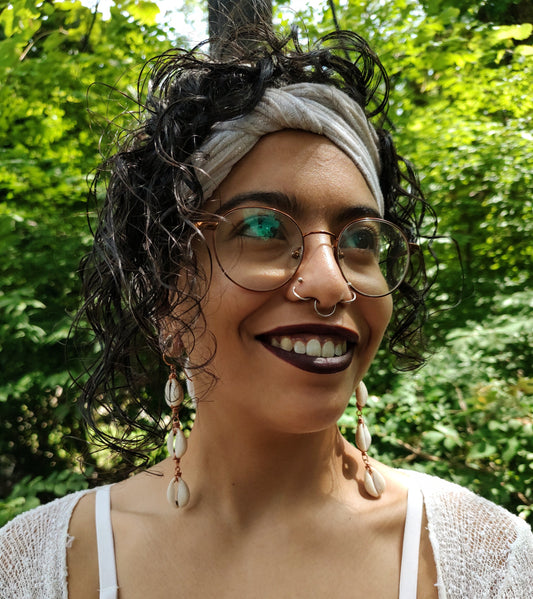 3-Tier Copper Cowrie Shell Earrings