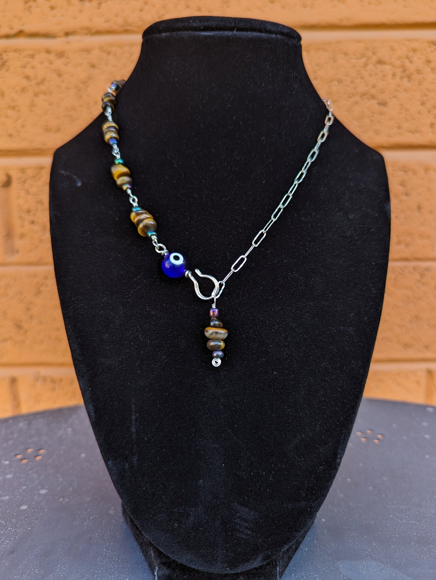 Tiger's Evil Eye Silver Necklace