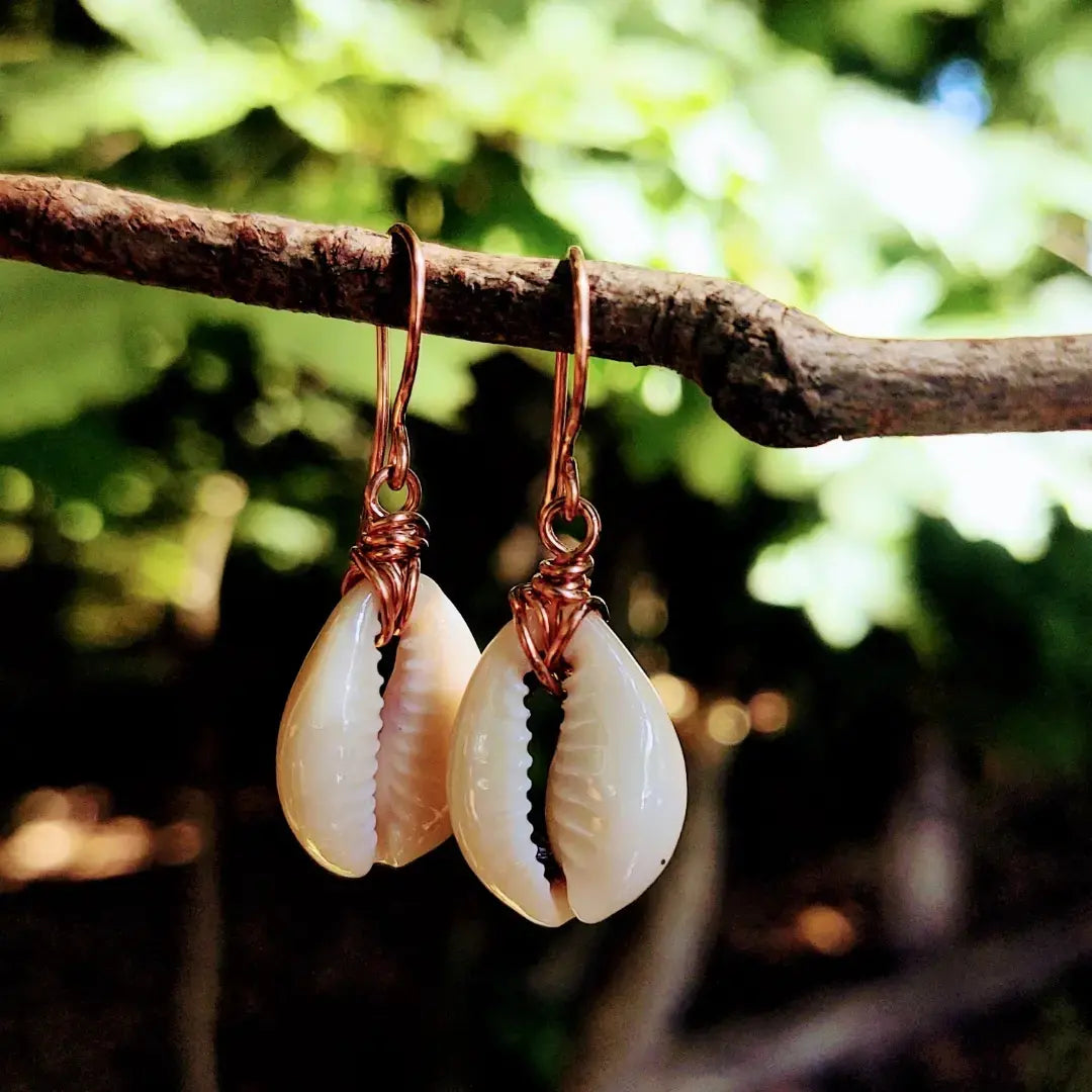 Copper Cowrie Shell Earrings