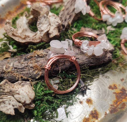 Copper Rose Quartz Rings